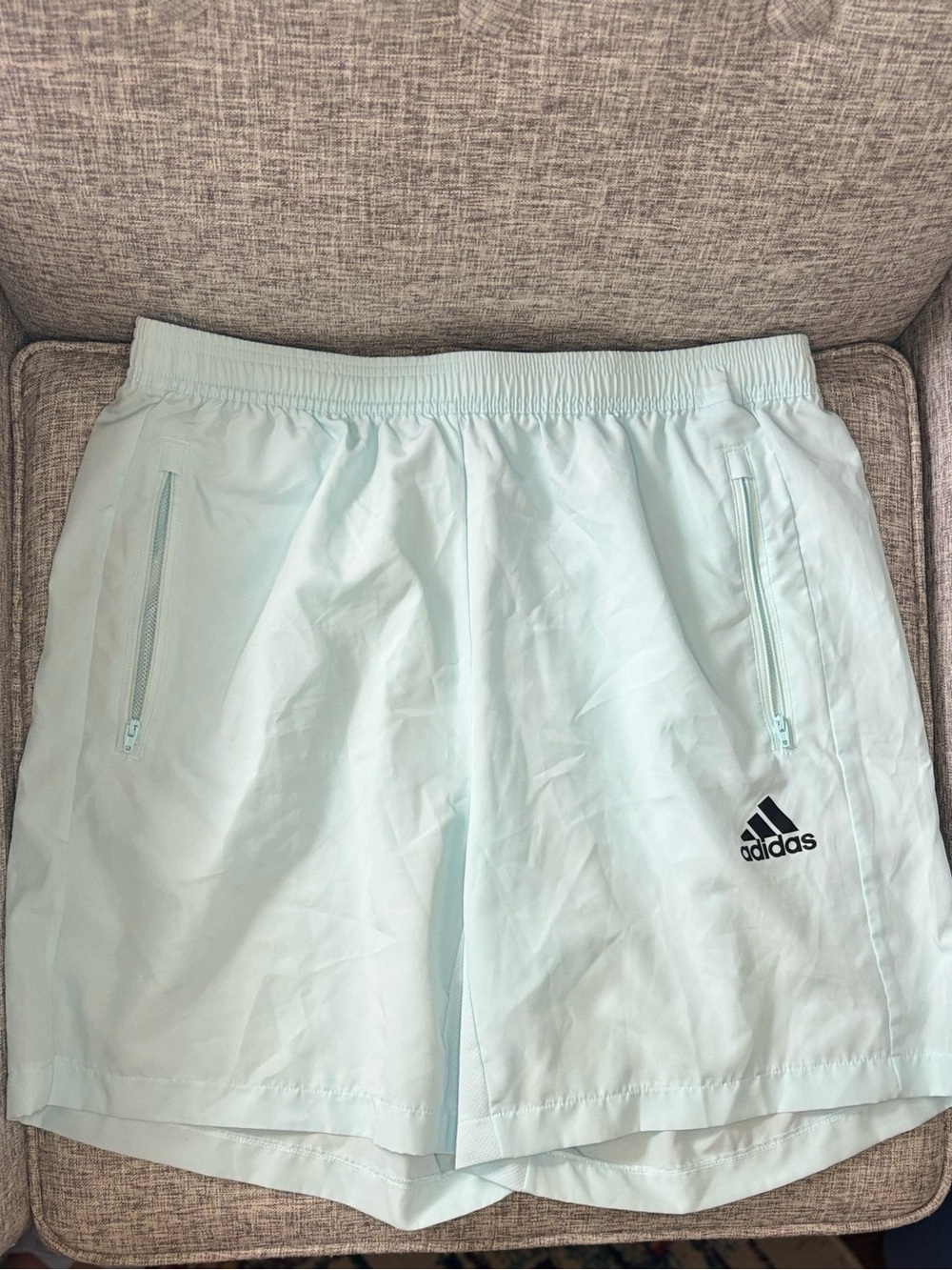 adidas Men’s Pale Blue Athletic Shorts with Logo